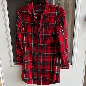 Ralph Lauren Red and Black Plaid Button-Up Shirt dress
